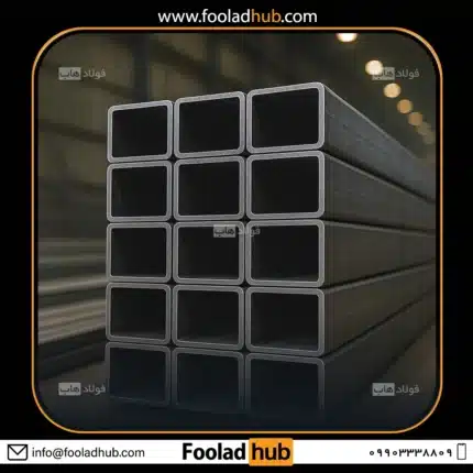 نمایی از مقطع پروفیل 40*80 در انبار فولاد هاب برای نمایش در صفحه محصول با عنوان : قیمت قوطی ۴۰*۸۰ آهنی