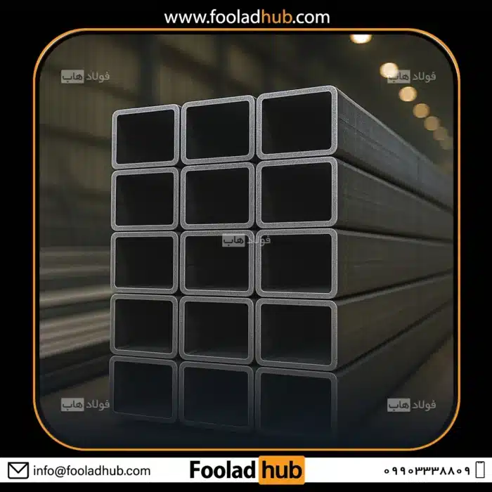 نمایی از مقطع پروفیل 40*80 در انبار فولاد هاب برای نمایش در صفحه محصول با عنوان : قیمت قوطی ۴۰*۸۰ آهنی