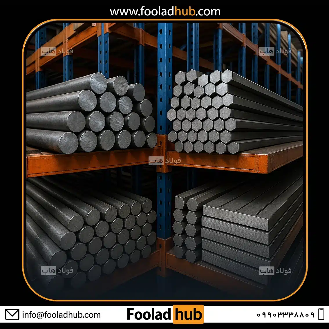 قیمت فولاد 1.0718 نمایی از انبار فولاد هاب جهت نمایش در صفحه محصول با عنوان قیمت فولاد 1.0718